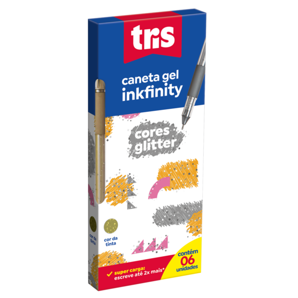 CANETA GEL TRIS INKFINITY GLITTER OURO - Image 3