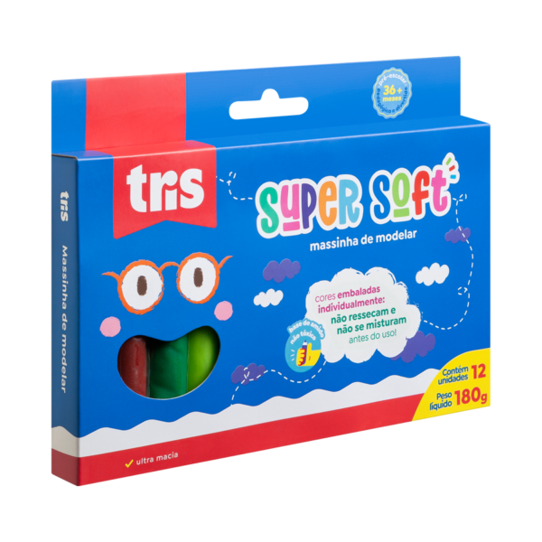 MASSA DE MODELAR TRIS 12 CORES SUPERSOFT