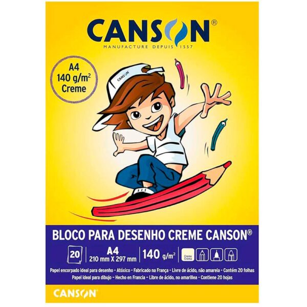 BLOCO DESENHO CANSON A4 20FLS 140GM2 CREME