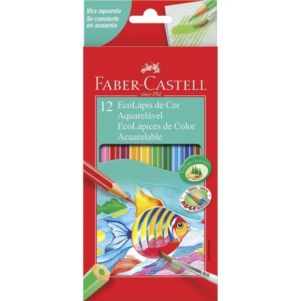 LAPIS DE COR FABER CASTELL 12 CORES AQUARELAVEL