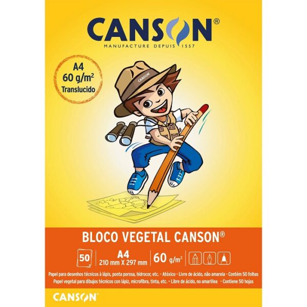 BLOCO VEGETAL ESCOLAR CANSON 50FLS A4 60GM2