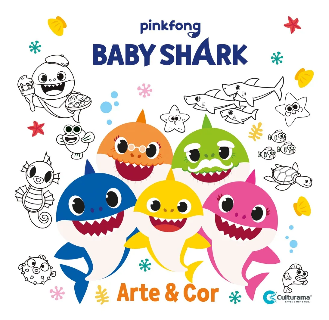 ARTE E COR BABY SHARK LIVRO PARA COLORIR